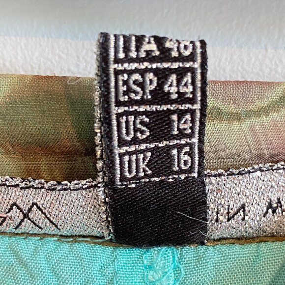 Vintage Tie-Dye Pattern Midi Skirt Vibrant Green, Turquoise Festival Boho Grunge - Picture 10 of 14